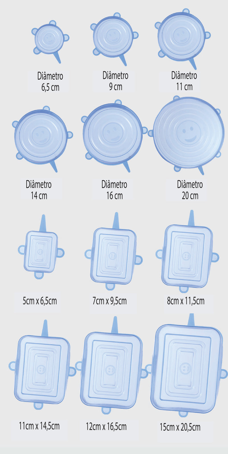 6/12 pçs - Tampas de Silicone Adaptáveis